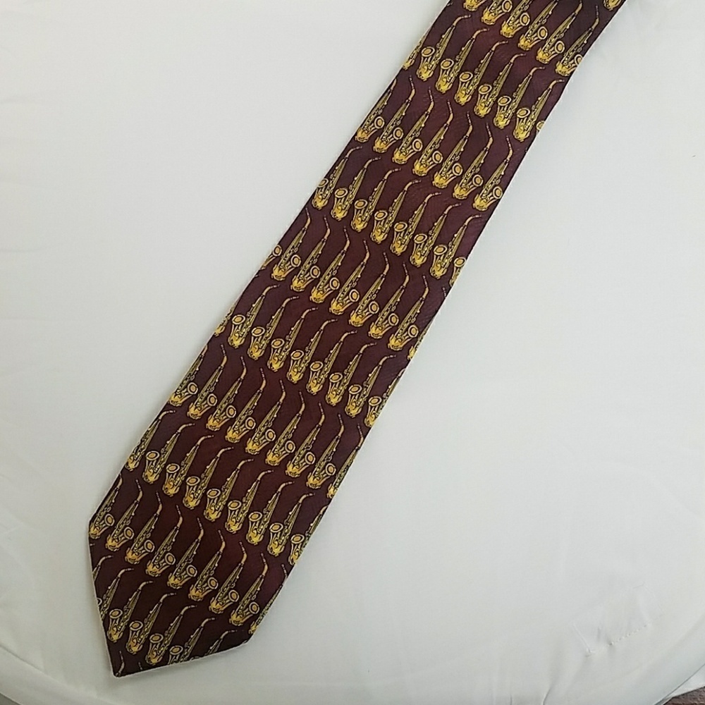 Saxophone Patterned Tie by Albert Elovitz